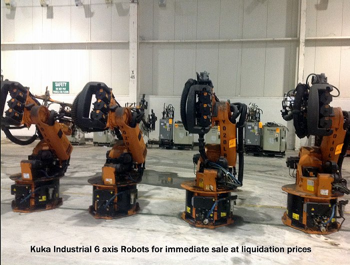 400 of the Kuka CNC programmable Robotic arms with all types of assembly line uses.